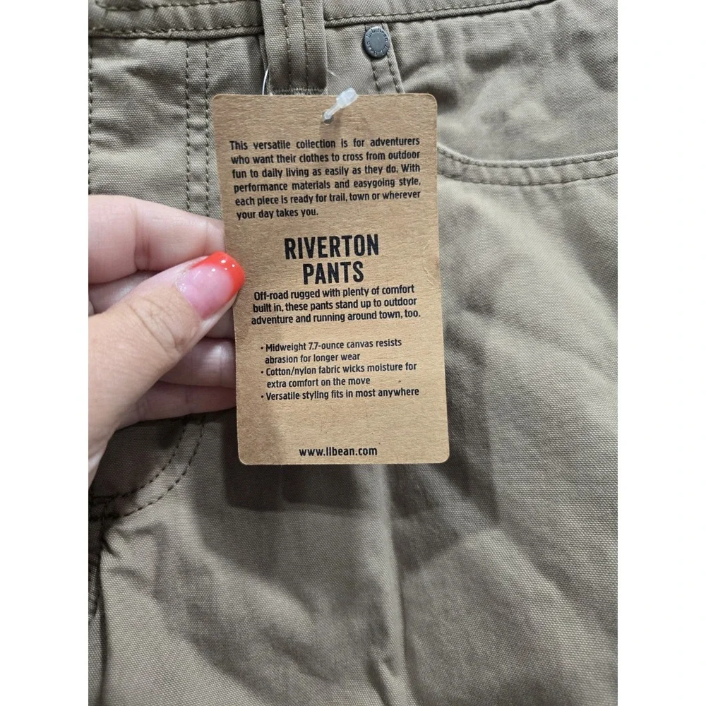L.L.Bean Riverton Pants Mens 33x30 Brown Canvas Hiking Trail Outdoor Utility